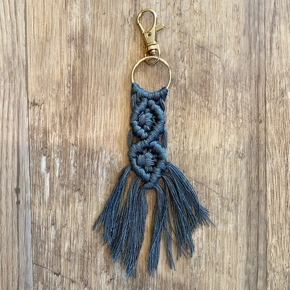 Dark Gray Macrame Keychain